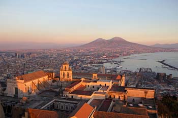<b>Italy, Naples</b>, View of Naples and Vesuvius Volcano