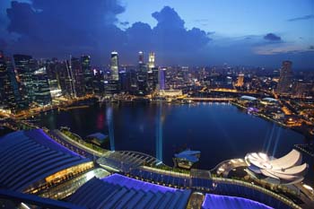 <b>Singapore, Singapore</b>, Elevated view of Marina bay